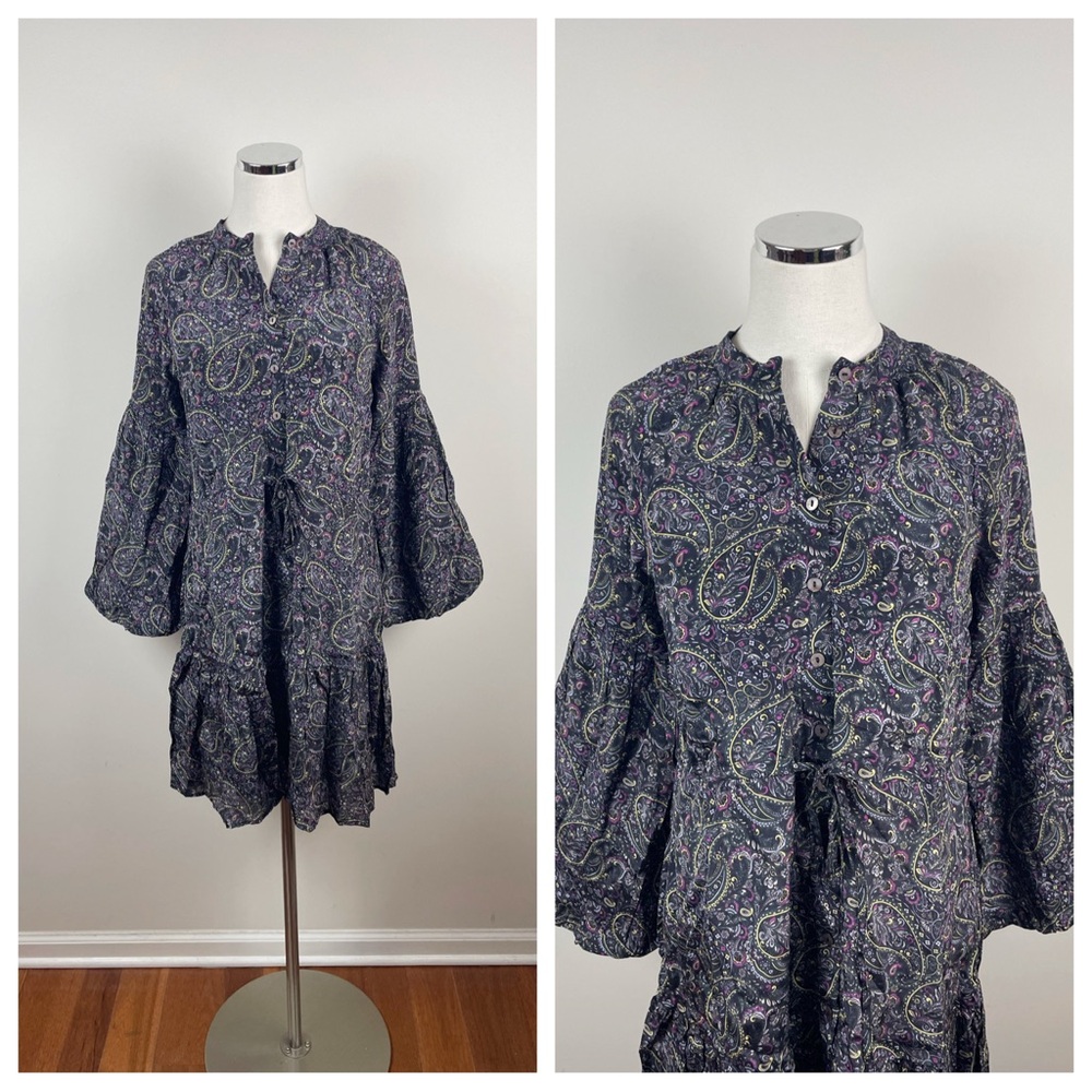 Elizabeth James The Label Black Purple Yellow Paisley Dress New Women XS